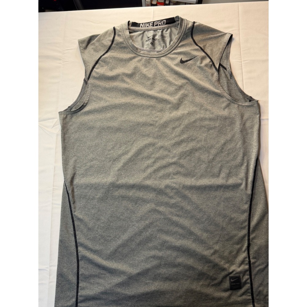 Nike Pro Dri Fit Mens Gray Sleeveless Athletic Training Tank Top Shirt L